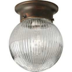 Progress Globe Clear Ribbed Flush Mount