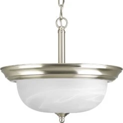 Progress Dome Glass Alabaster Semi Flush Mount